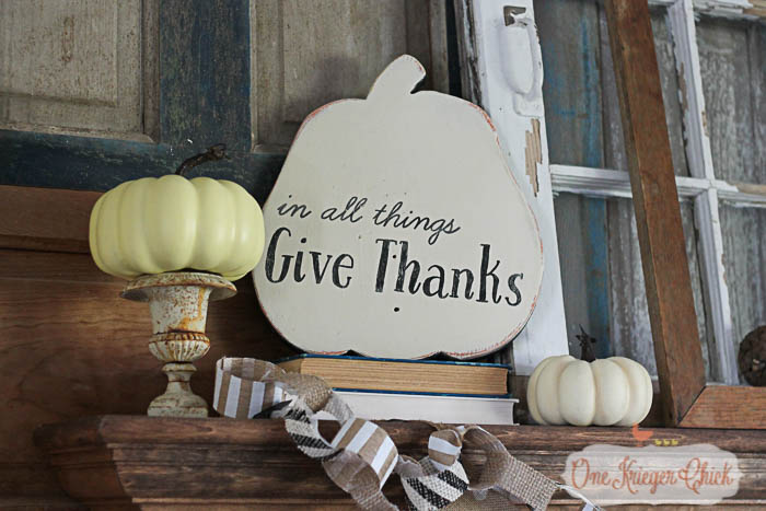 Give Thanks Reversible Chalk paint Fall Sign- OneKriegerChick.com